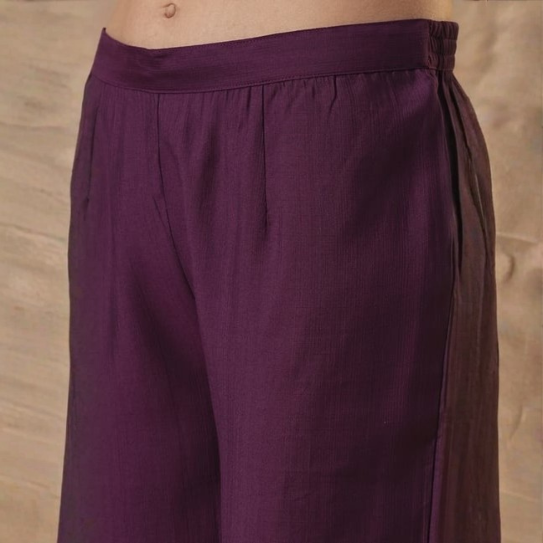 Deep Eggplant Purple Suit with Traditional Zari Work thumbnail 5